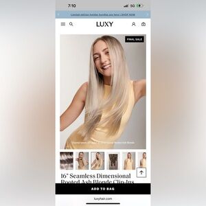 16" Seamless Dimensional Rooted Ash Blonde Clip-Ins